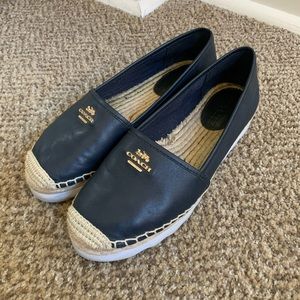 Navy blue leather Coach Espadrilles